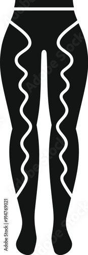 Black icon of medical compression tights improving blood circulation