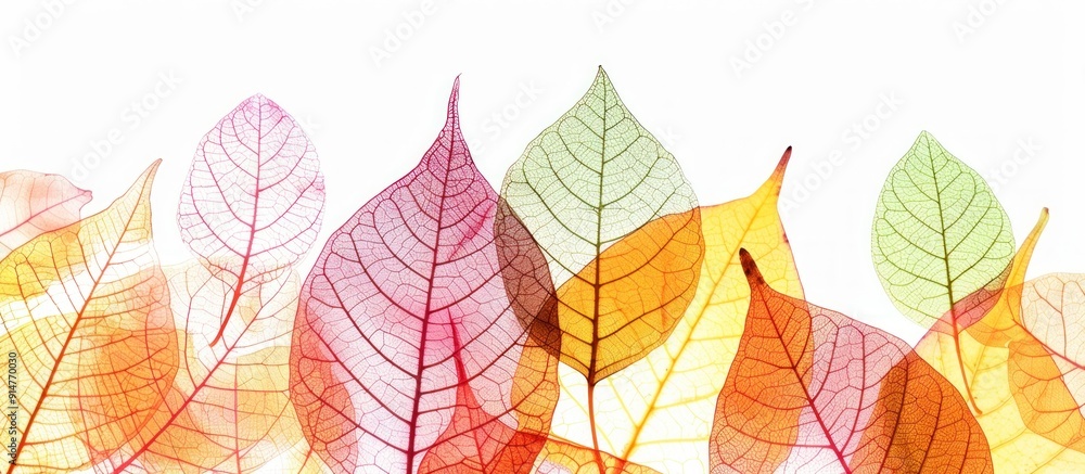 Obraz premium Delicate Autumn Leaves on White Background