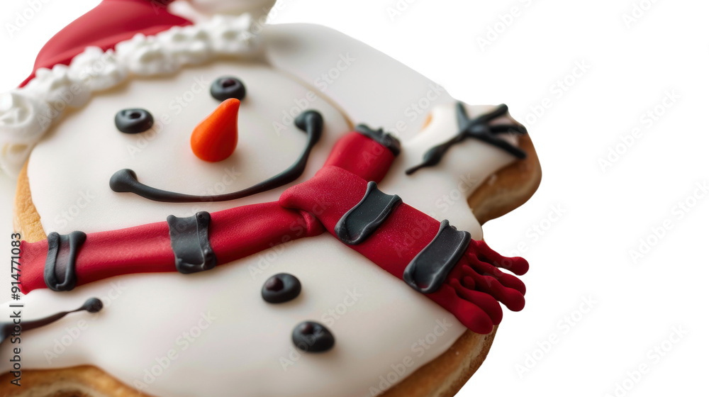 Christmas snowman cookie on transparent background Christmas snowman cookie on transparent background
