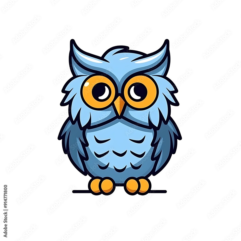 Cartoon Blue Owl Illustration Cartoon Blue Owl Illustration