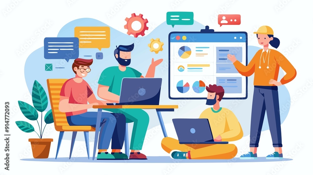 Fototapeta premium Web Developers are at the forefront of technological innovation, constantly adapting to new trends and technologies to create dynamic, interactive, and user-friendly websites and web applications.