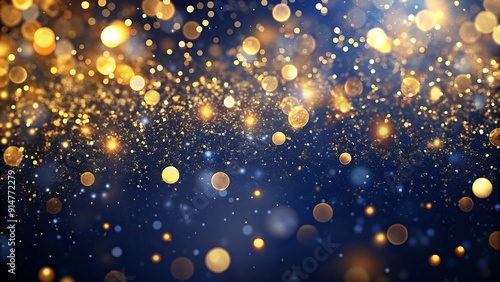 This captivating abstract background features a mesmerizing blend of navy blue and shimmering gold particles, perfect for adding a touch of festive sparkle to your Christmas designs.