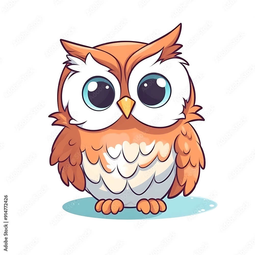 Cartoon Illustration of a Cute Orange Owl With Big Eyes Cartoon Illustration of a Cute Orange Owl With Big Eyes