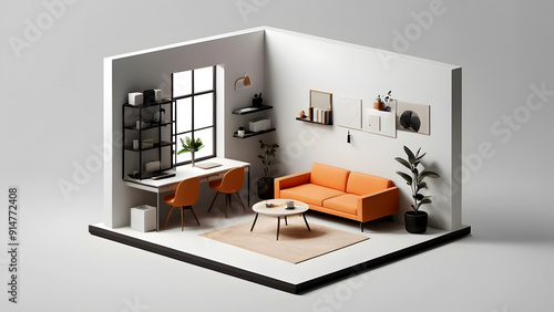 This is a miniature-style illustration of a living room (interior). In this page, We offer the clip art of interior and interior decoration.