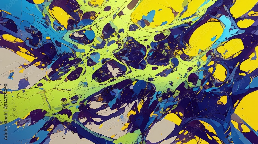 Abstract Yellow, Blue, and Green Swirls Abstract Yellow, Blue, and Green Swirls