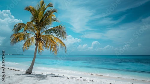 Amazing palmtree in Mexico on one of the beaches of Isla Mujeres The aqua blue water and white beach makes it such a beautiful place : Generative AI