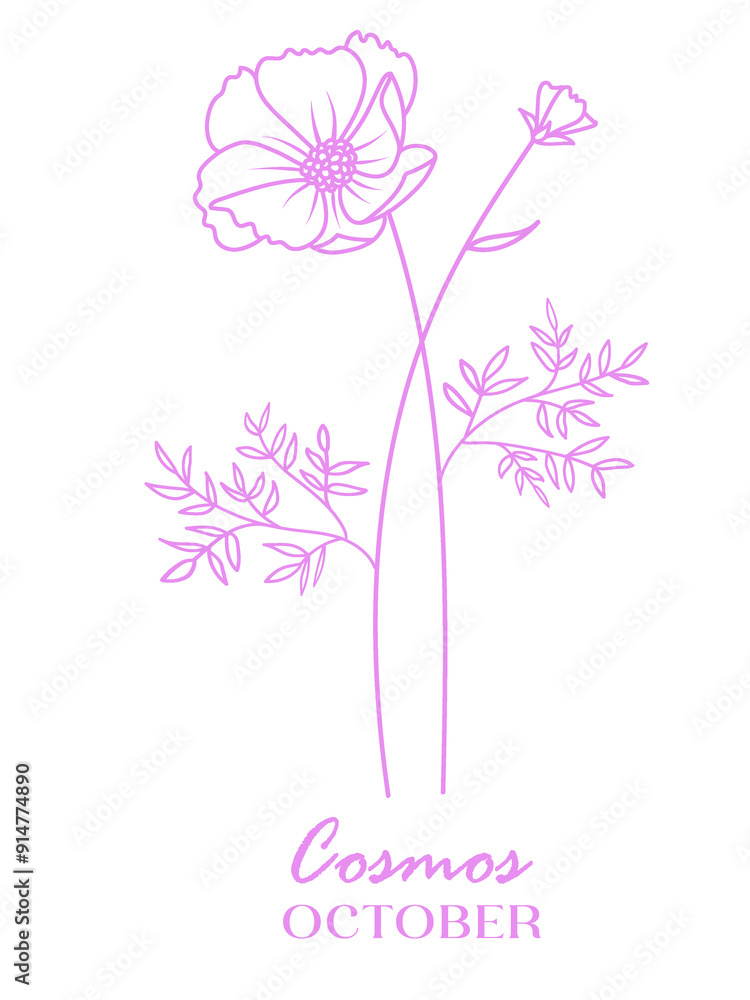 October Purple Birth Flower Vector October Purple Birth Flower Vector