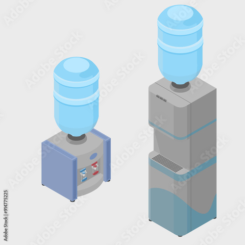 vector isometric illustration of water dispenser