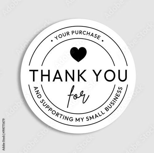 Vector thank you sticker template business packaging packaging sticker