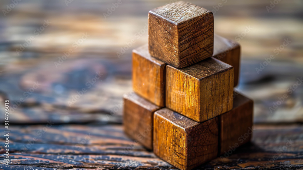 Wooden Puzzle Blocks Stacked in Creative Design Wooden Puzzle Blocks Stacked in Creative Design