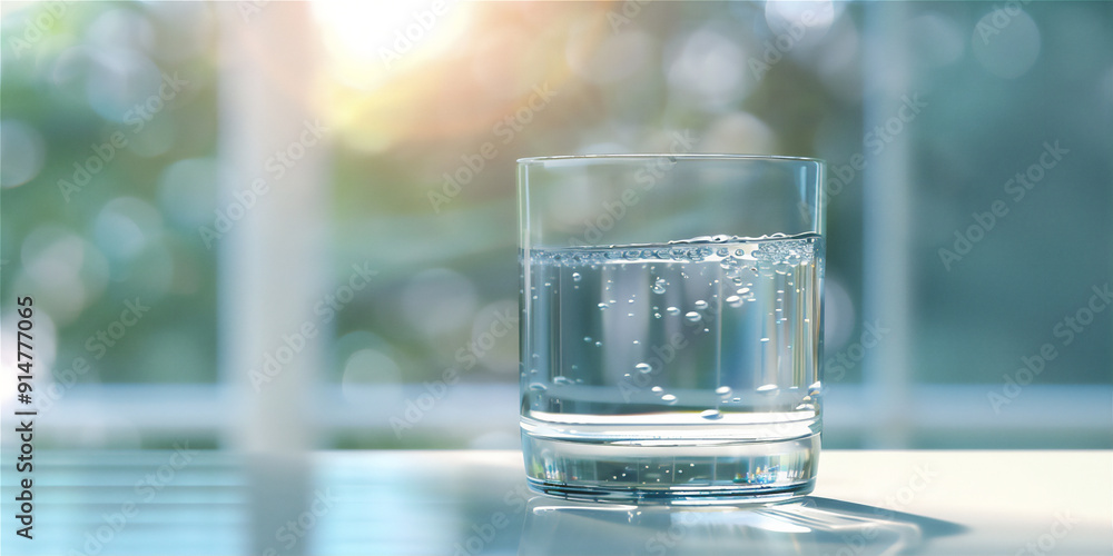 Fresh water in glass with morning light Fresh water in glass with morning light
