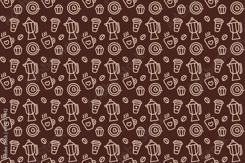 Monoline Coffee Seamless Pattern