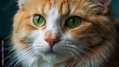 A fluffy orange tabby cat with long fur and white accents on its ears and chest (5)