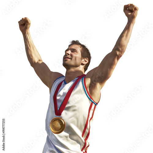 Athlete receives a gold medal Celebrates a Win photo