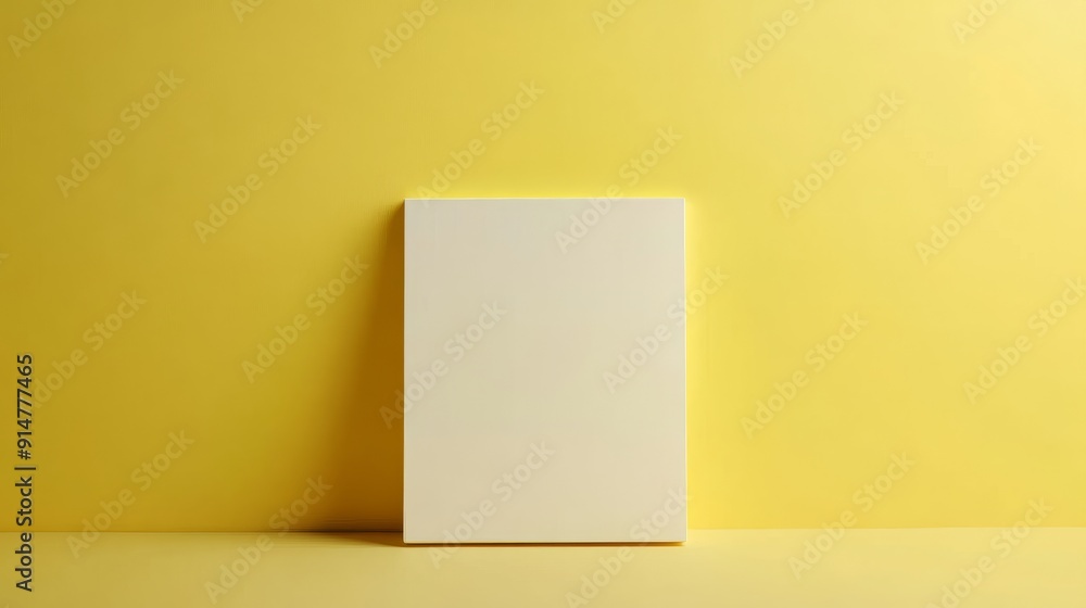 Blank white canvas on yellow background Blank white canvas on yellow background