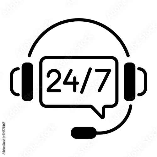 24h service icon in linear style