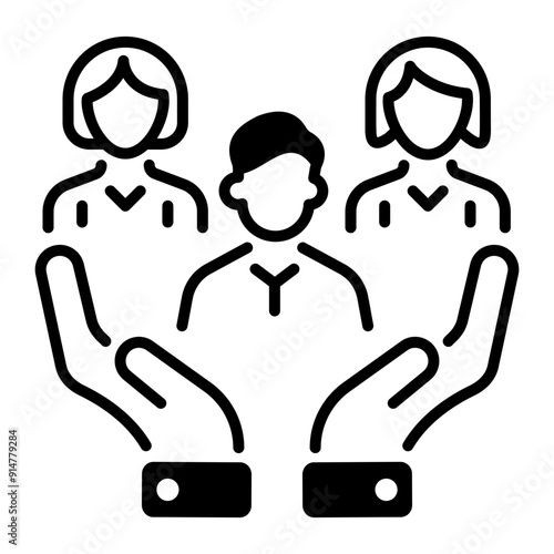 Client care icon in linear style 