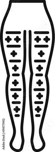 Line icon of woman legs wearing medical compression stockings for varicose veins treatment
