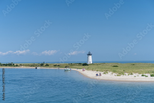 Edgartown Harbor Light on Martha's Vineyard island in MA