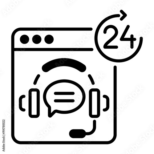 A glyph style icon of online helpline 