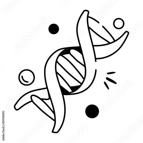 An icon of dna in doodle style 
