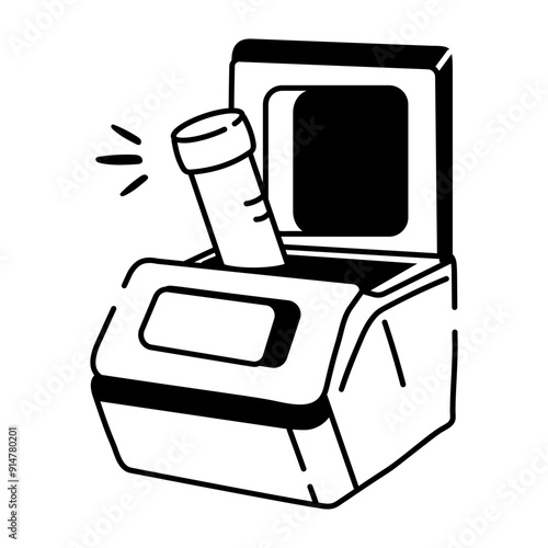 Pcr machine icon designed in doodle style 