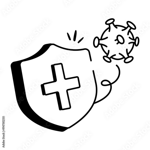 Immune system icon designed in doodle style 