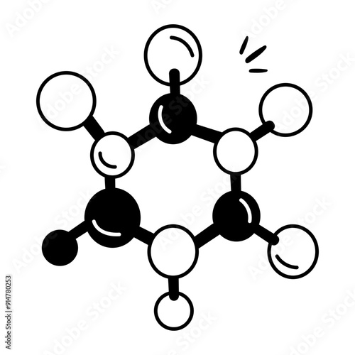 Molecules icon designed in hand drawn style 
