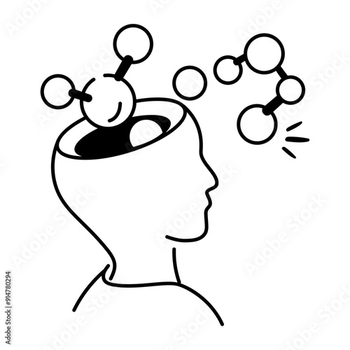Psychosomatic icon designed in sketchy style 