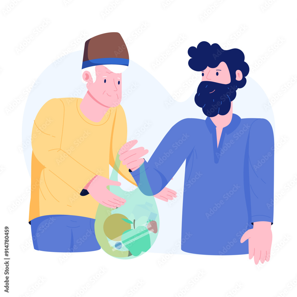 A flat style illustration of food donation A flat style illustration of food donation