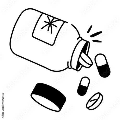 Hand drawn style icon of antibiotics 