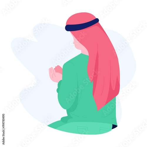 Character based flat illustration of muslim prayer 