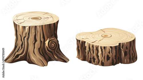 Stump, illustration with a Empty background, simple style.