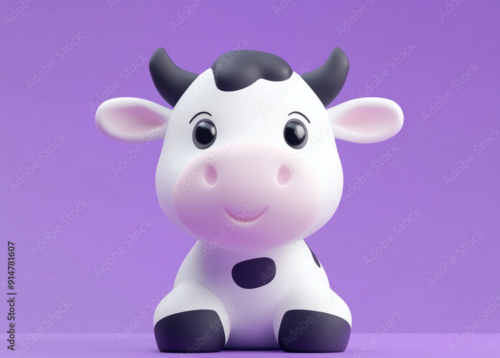 A cute cow character icon isolated on a purple background. A cute cow character icon isolated on a purple background.