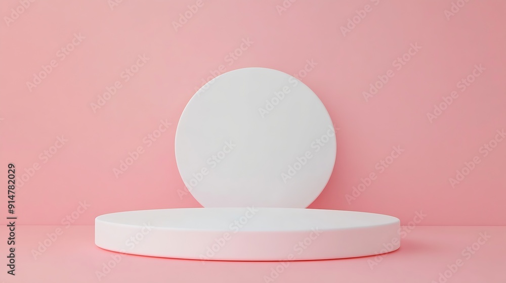 Abstract empty white foam circle podium on pink background Mock up stand for product presentation 3D Render Minimal concept Advertising template : Generative AI Abstract empty white foam circle podium on pink background Mock up stand for product presentation 3D Render Minimal concept Advertising template : Generative AI