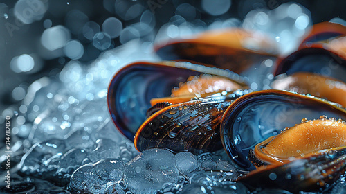 Fototapeta Naklejka Na Ścianę i Meble -  close-up of big mussels 