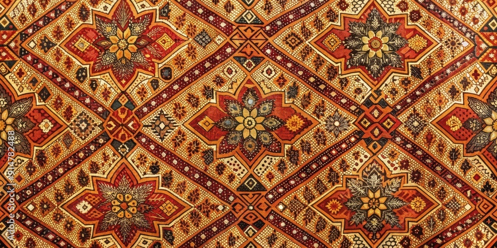 Traditional Indonesian batik fabric with intricate geometric patterns, batik, fabric, textile, Indonesian, traditional Traditional Indonesian batik fabric with intricate geometric patterns, batik, fabric, textile, Indonesian, traditional