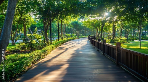 Walk way in Queen Sirikit ParkBangkokThailand : Generative AI photo