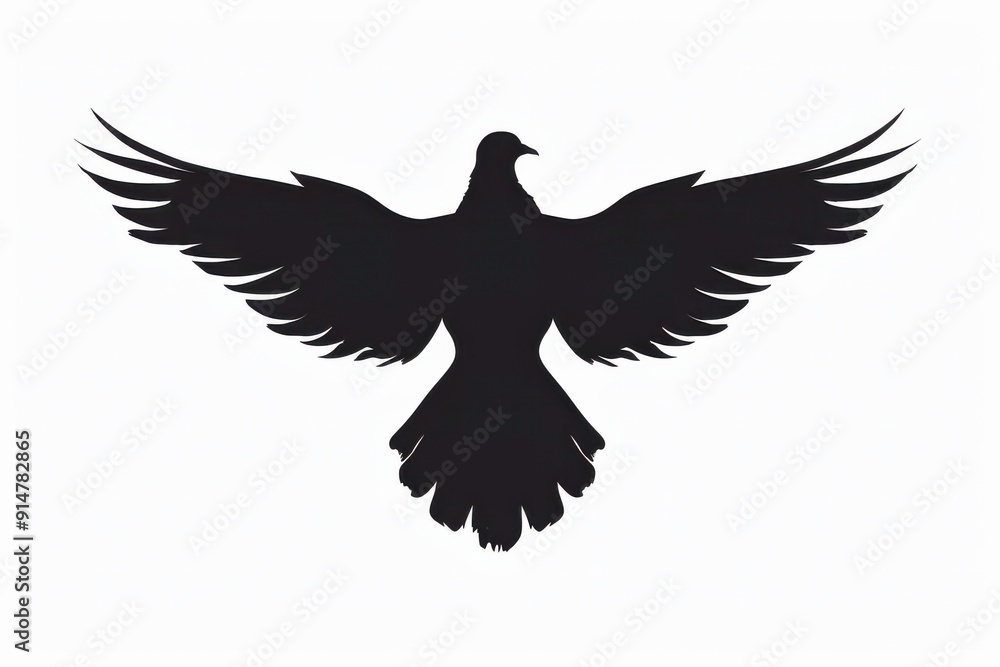 Obraz premium Graceful silhouette of a dove in peaceful flight against the sky