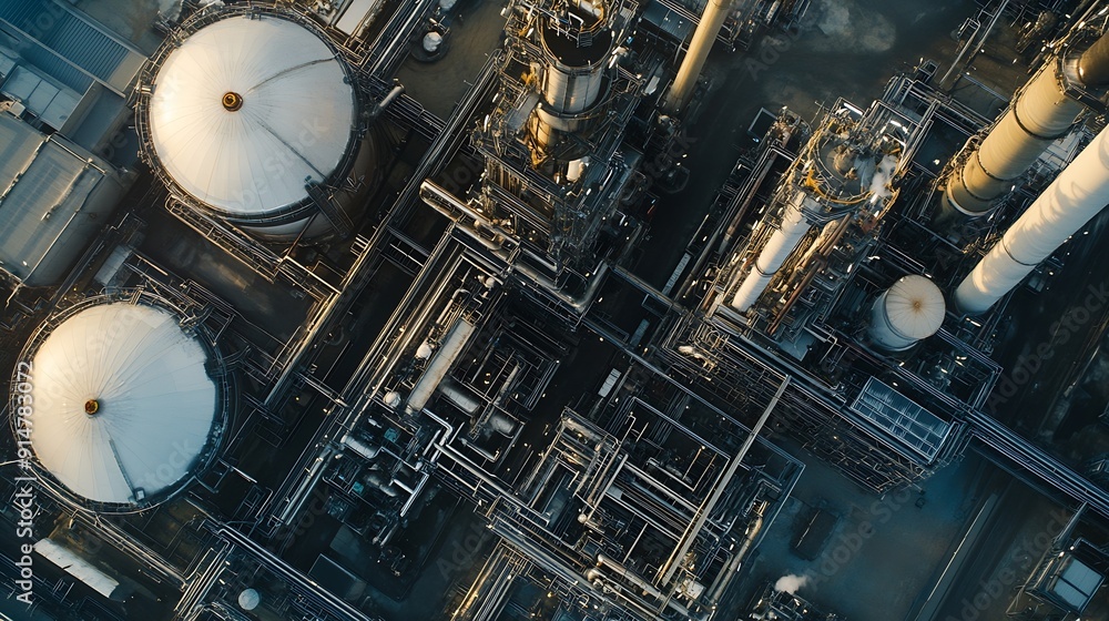 Aerial view of refinery chemical plant in industrial area : Generative AI Aerial view of refinery chemical plant in industrial area : Generative AI