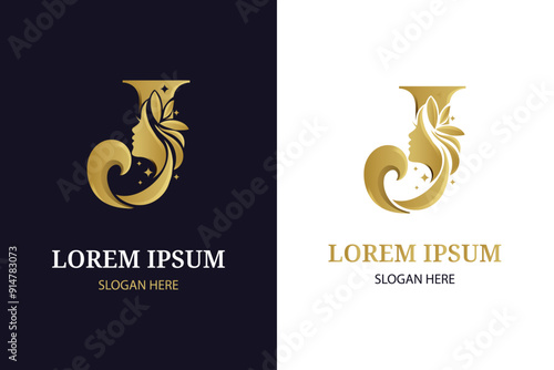 luxury monogram initial letter s silhouette of Face woman