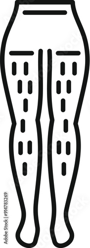Line icon of woman legs with cellulite wearing tights