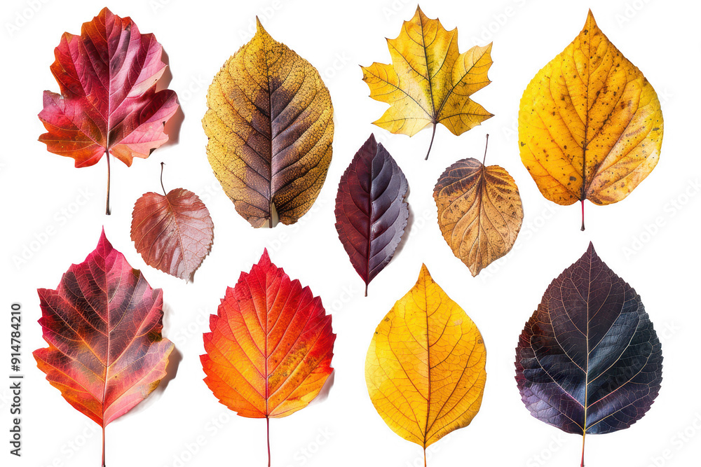 Obraz premium A collection of autumn leaves with varying colors and shapes