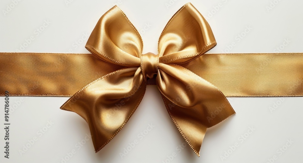Fototapeta premium Golden Bow on White Background