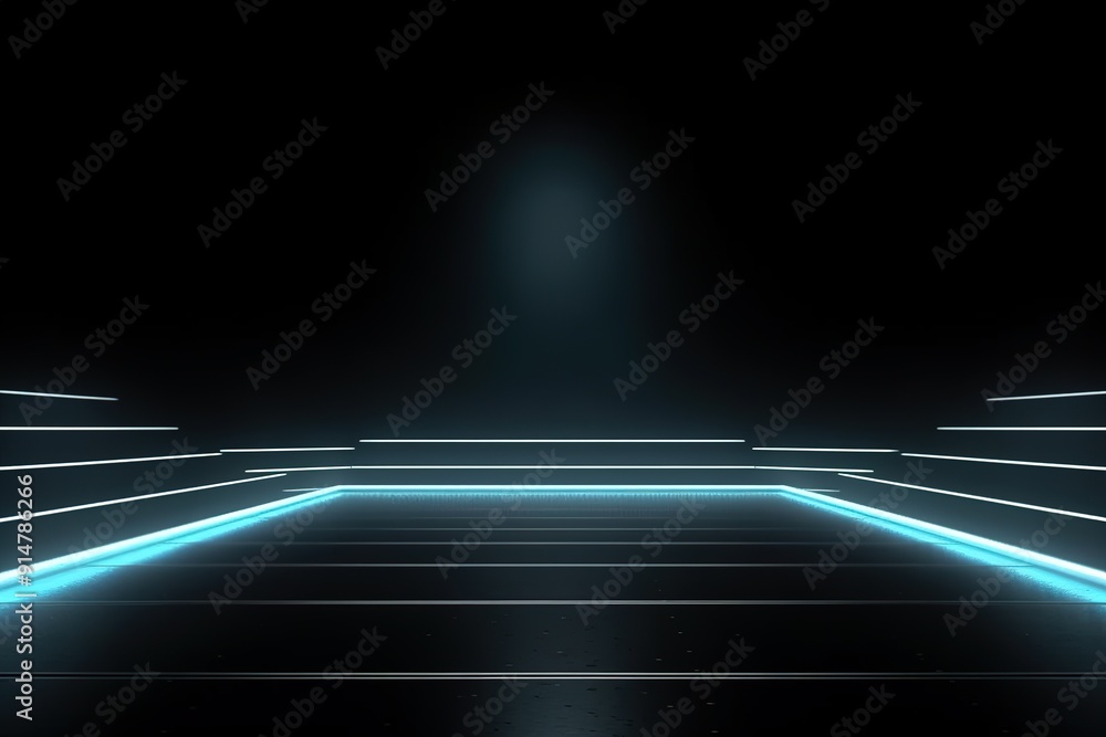 Futuristic blue neon lights on a dark background. Futuristic blue neon lights on a dark background.