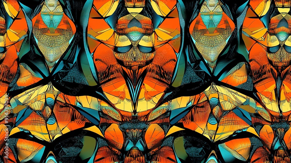 Abstract Digital Art with Orange, Yellow, and Teal Shapes Abstract Digital Art with Orange, Yellow, and Teal Shapes