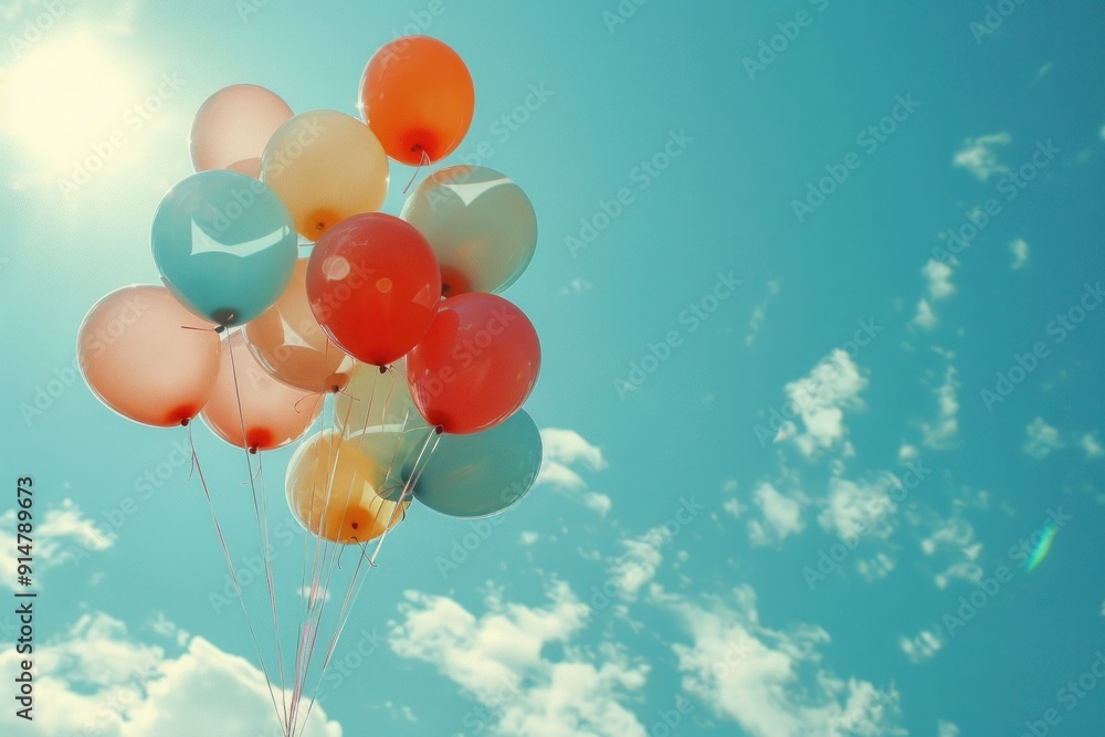 Colorful Balloons Against a Bright Blue Sky Colorful Balloons Against a Bright Blue Sky
