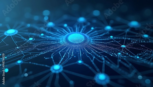 Modern digital abstract 3D background. Can be used in the description of network abilities, technological processes, digital storages, science, education, etc. Copy space. Based on Generative AI
