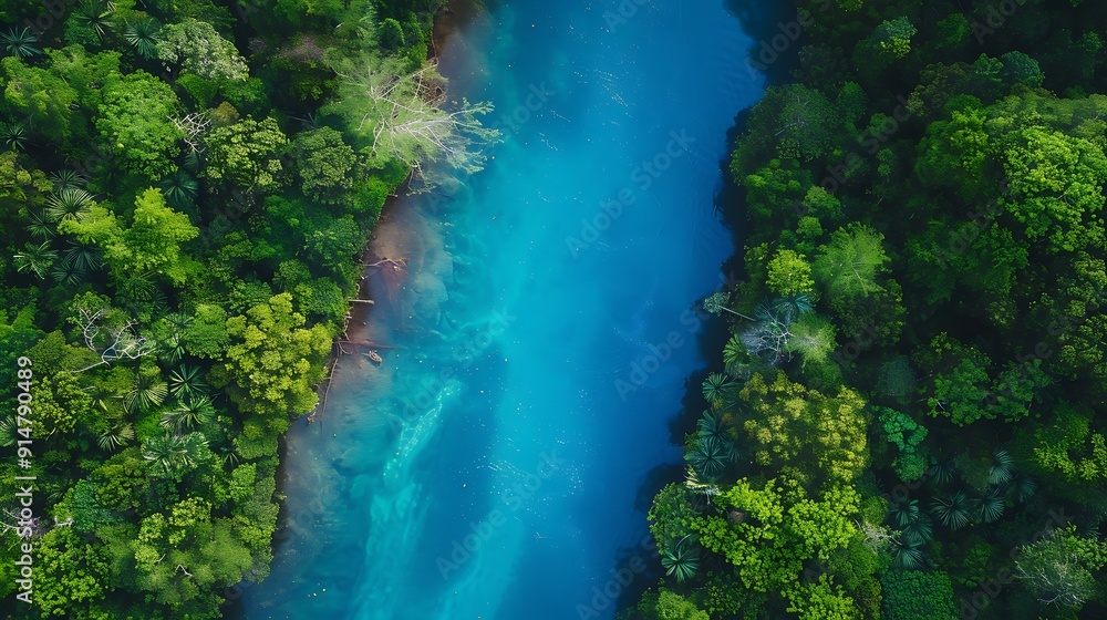 Aerial View of a Lush Rainforest River Aerial View of a Lush Rainforest River