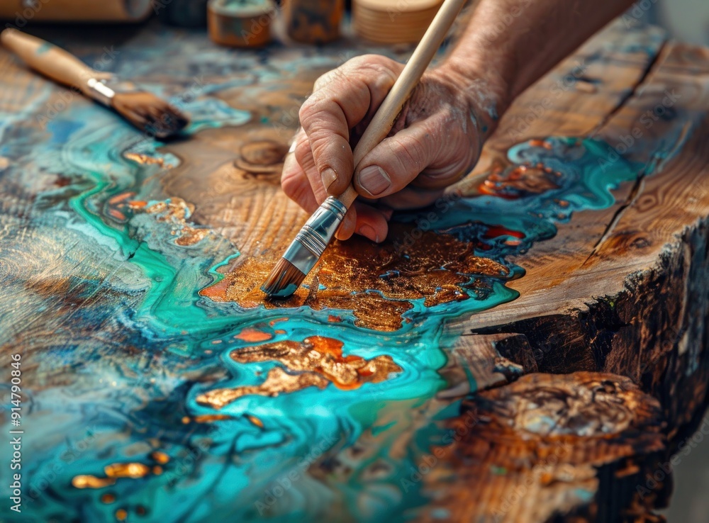 Artist Working on a Resin Art Project Artist Working on a Resin Art Project